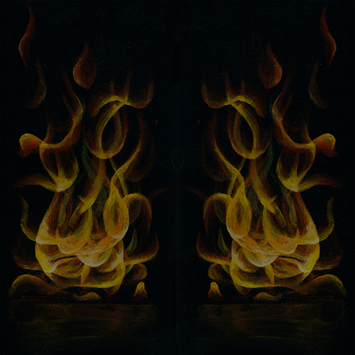 Flames glowing in the darkness. Image: 'Flames' by Julie Manthey © 2025